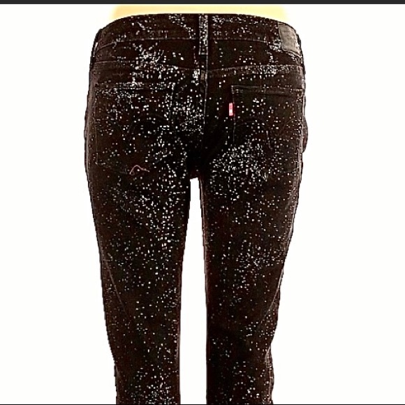 Levi's Black Silver Splatter Paint Jeans 535 SUPER SKINNY sz 30/30 - Picture 15 of 15